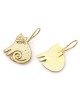 Etched Cat Drop Earrings in Gold